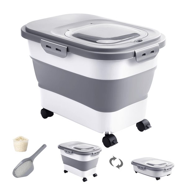 Recipiente de almacenamiento de arroz DDMOMMY de 9 a 14 kg con ruedas y tapa de 35 L