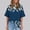 Blue, variant on Hvot&aat Womens Oversized Summer T Shirts Crew Neck Elbow Length Sleeve Tops Dressy Casual Floral Print Blouses