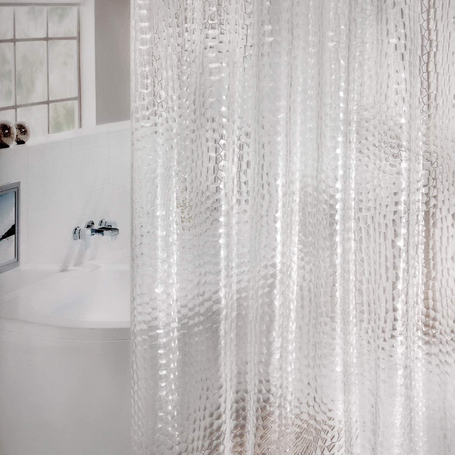 3D Clear Waterproof Mildew Bathroom Shower Curtain Holiday Seaside Bath Decor 