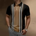 thumbnail image 2 of YUIVH Men's Slim-Fit Shirt Striped Printing Summer Fashion Casual Lapel Button Short Sleeve Shirt Athletic Sport Collar Work Shirts, 2 of 4