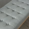 thumbnail image 3 of Multifunctional 43-Inch Bench with Button Tufted Seat | Perfect for Bedroom Footboard, Living Room, or Entryway | Upholstered Window Bench with Wood Legs | Light Gray, 3 of 5