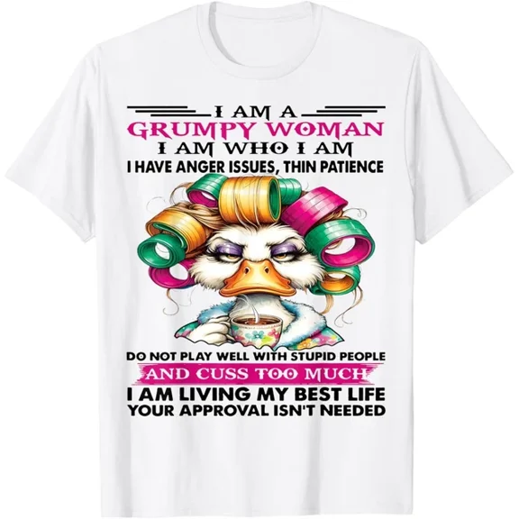 Hot Trending Cute Duck I Am A Grumpy Old Woman I Am Who T-Shirt S-5Xl Birthday Gifts; For Men & Women