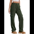 thumbnail image 2 of Pantalones Cargo de Cintura Alta para Mujer, Pantalones Casuales de Pierna con 6 Bolsillos. Verde M, 2 of 8