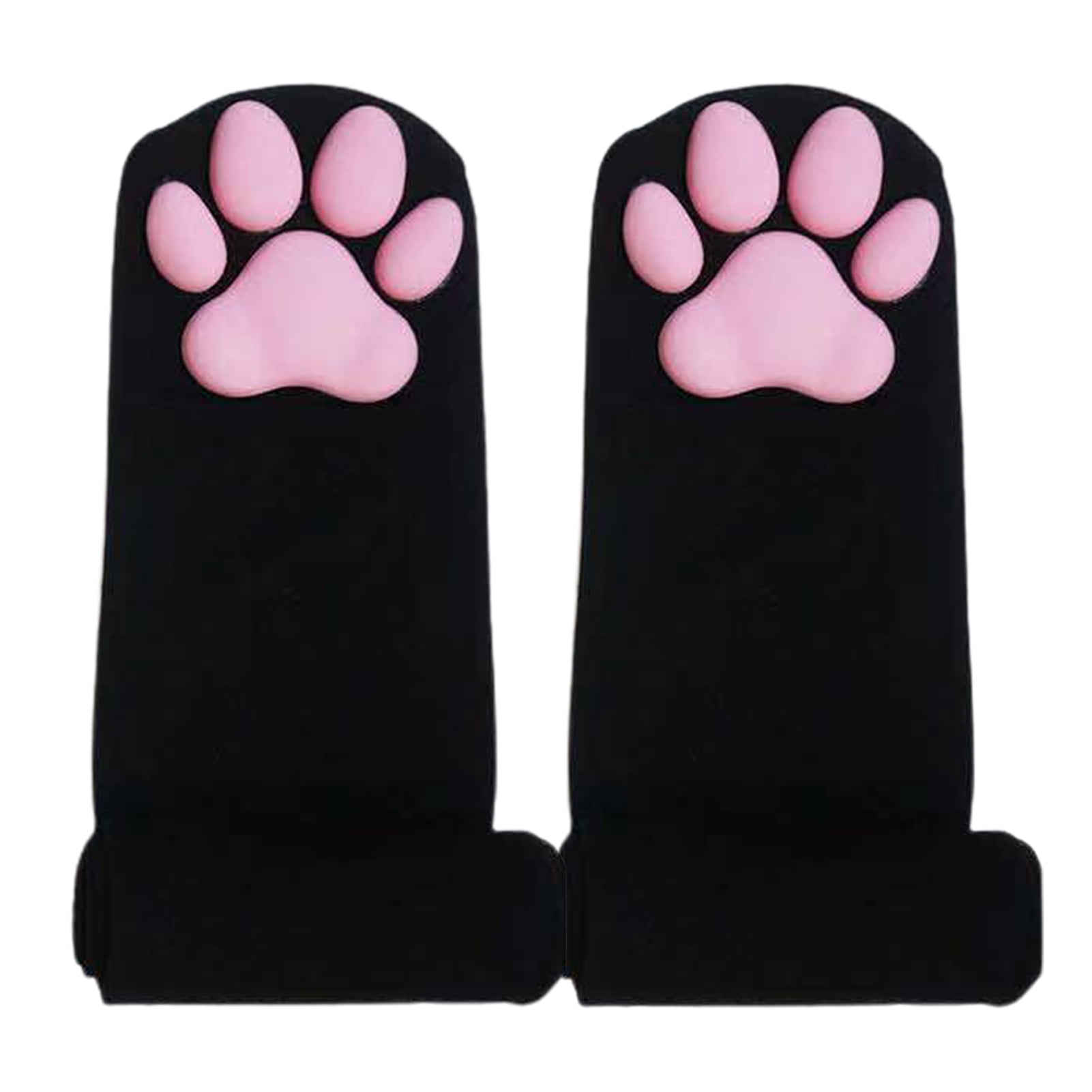 Cat Animal Paw Pad Sock Pink Kitten Stocking and Cat Ears Hair Clip 