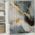 thumbnail image 6 of Pratyus Marbled Surface Gold and Black Accents Quick-Drying Shower Curtain Set with Hooks for Bathroom Decoration 100% Polyester Fiber Washable Shower Curtain 36x72, 6 of 7