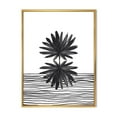 thumbnail image 1 of Designart Black and White Tropical Leaf On Striped II FLOAT FRAME WALL ART, 1 of 4
