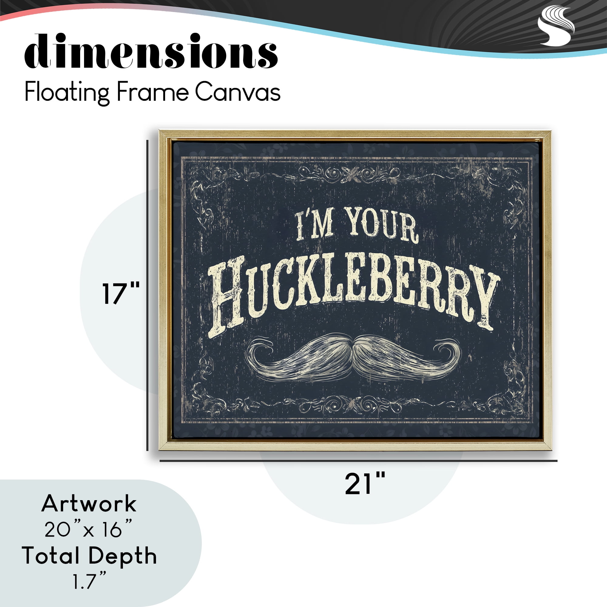 Stupell Industries I'm Your Huckleberry Gold Framed Floater Canvas Wall Art, design by Arlington Prints