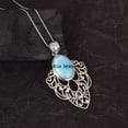 thumbnail image 2 of Pure 925 Sterling Silver Necklace For Women, Genuine Larimar & Blue Topaz Oval Round Gemstone Unique Handcrafted Necklace For Her, 2 of 4