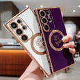 thumbnail image 3 of for Samsung Galaxy S23 Ultra Magnetic Case Compatible with MagSafe Cute Rose Flower Case Luxury Plating Camera Lens Cover Shockproof Soft Bumper S23 Ultra Case 6.8" for Women Men (Deep Purple), 3 of 6