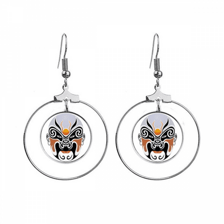 peking opera head colorful huarongdao earrings dangle hoop jewelry drop circle
