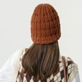 thumbnail image 4 of Dyfzdhu Women Warm Solid Twist Knit Crochet Pile Hat Pullover Cap Brown, 4 of 7