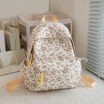 thumbnail image 3 of Cat Print School Backpack, Cute Aesthetic Backpack with Drawstring Side Pockets&Pendant, Lightweight Breathable Bookbag for Shopping Work Dating Daily Use, Yellow, 3 of 9