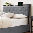 thumbnail image 4 of Bed Frame with 4 Storage Drawers and Charging Station, Grey Velvet Upholstered Platform Bed Frame with Storage Headboard and Wooden Slats Support, No Box Spring Needed, 4 of 9