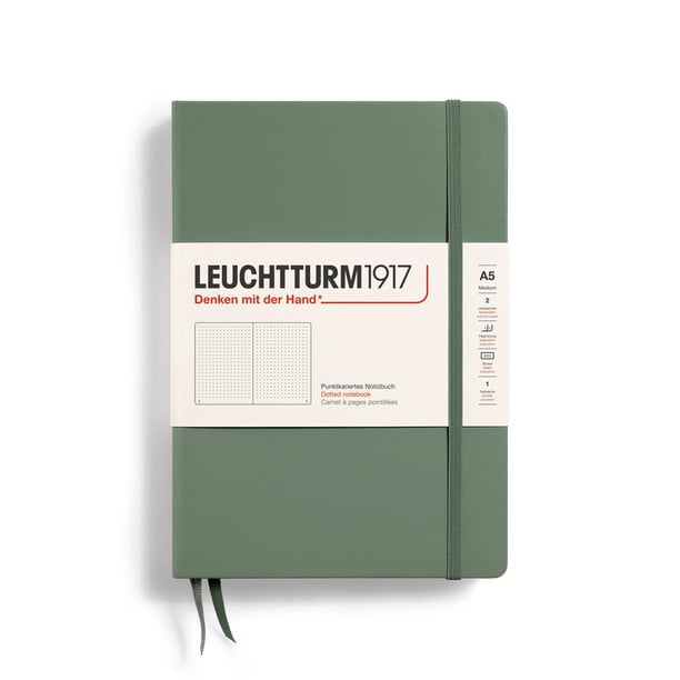 Cuaderno LEUCHTTURM1917, tapa dura, tamaño mediano, A5, 251 páginas, color oliva