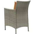 thumbnail image 3 of Side Dining Chair Armchair, Set of 2, Rattan, Wicker, Light Grey Gray Orange, Modern Contemporary Urban Design, Outdoor Patio Balcony Cafe Bistro Garden Furniture Hotel Hospitality, 3 of 3