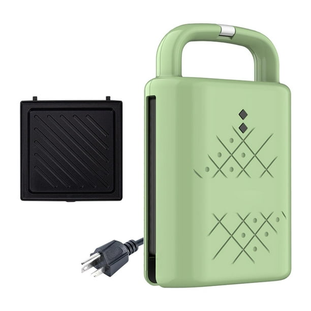 Máquina para hacer waffles eléctrica, sandwichera con placa única, portátil, ahorradora de espacio, diseño con mango grande, prensa tostadora para Verde