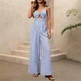 thumbnail image 4 of Jumpsuit For Women V Neck Sleeveless Striped Wide Leg Vacation Casual Travel Day Comfort Beach Plan Ready Weekend Shopping Look Morning Walk Casual All Day Comfort, 4 of 7
