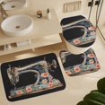 thumbnail image 6 of Shower Curtain Sets with Rugs 4 Piece with Non-Slip Rugs Toilet Lid Cover And Bath Mat Vintage Sewing Machine with Purple Flowers Waterproof Fabric Bath Curtain Sewing Gift for Bathroom Decor, 6 of 8
