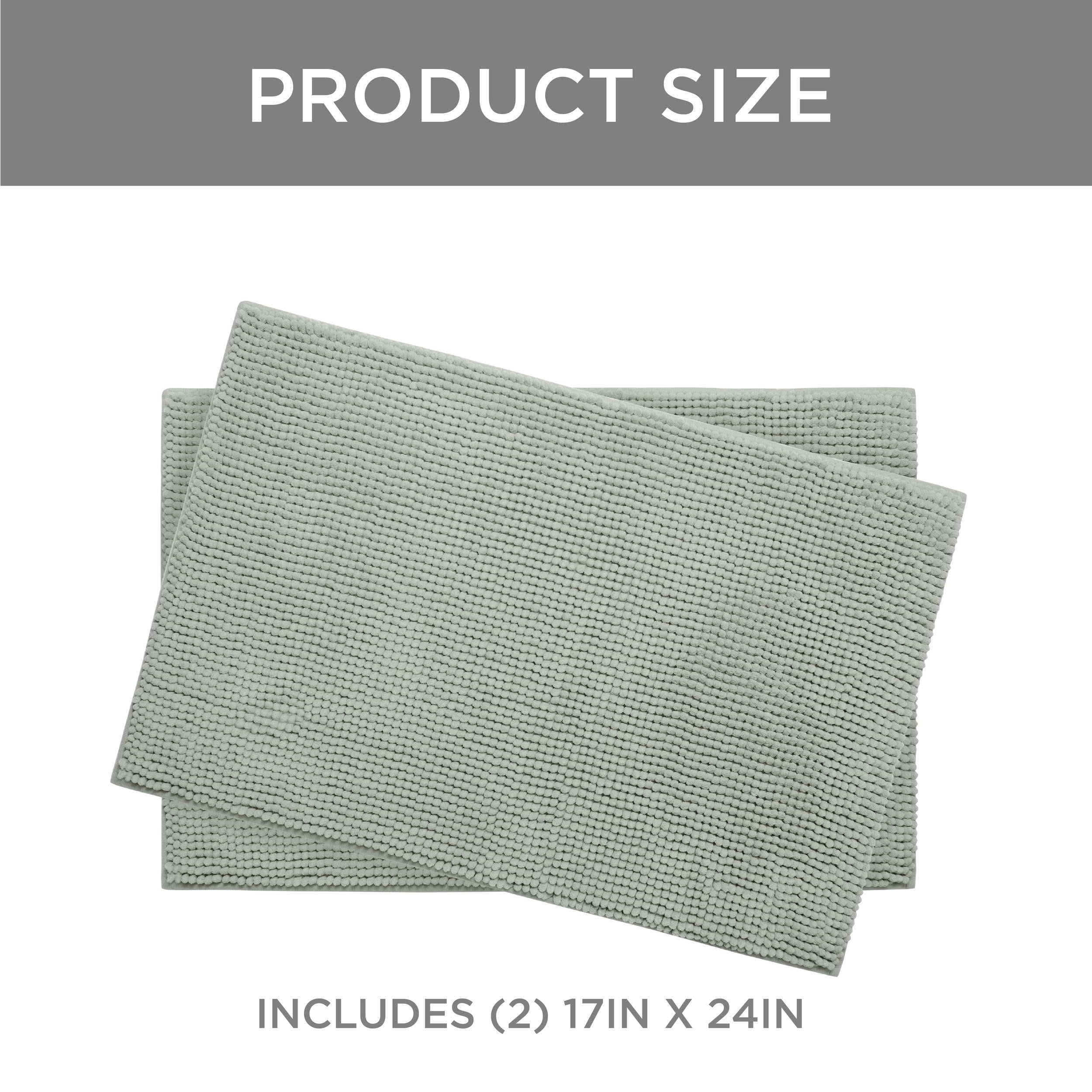 Plush Memory Foam Chenille Cushioned 17" x 24" 2-Piece Bath Mat with Bounce Comfort Technology