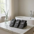 thumbnail image 2 of Embroidered Terry Cotton Hand Towel for Bathroom and Kitchen - Terry Cotton Hand Towel - 16 x 27 inches - 3-Pack - Charcoal Color Towel - Silver Script Initial B, 2 of 4