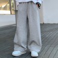 thumbnail image 6 of UACY Boy's Athletic Sweatpants Wide Leg Casual Fall Letter Sports Elastic Waist Baggy Pants Kids' Youth Open Bottom Sweatpant (Grey, 13-14 Years), 6 of 8