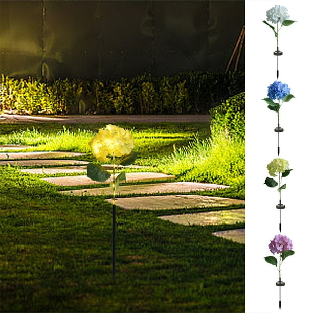 Decoración exterior de luces solares redondas para flor - Azul, amarillo blanco, rosa con luz impermeable de patio para jardín