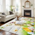 thumbnail image 3 of Easter 5'x8' Area Rug for Living Room, Spring Sheep Bunny Duck Plants Wooden Grain Washable Non-Slip Rugs for Bedroom Nursery Dining Room, StainResistant Low-Pile Kitchen Carpet Large Entryway Rugs, 3 of 9