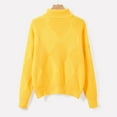 thumbnail image 5 of Hpapadks Women's Sweaters Turtleneck Solid Knit Sweaters Fall Winter Patchwork Thickened Loose Outer Wear Top Cable Knit Sweater Women Yellow XXL, 5 of 7