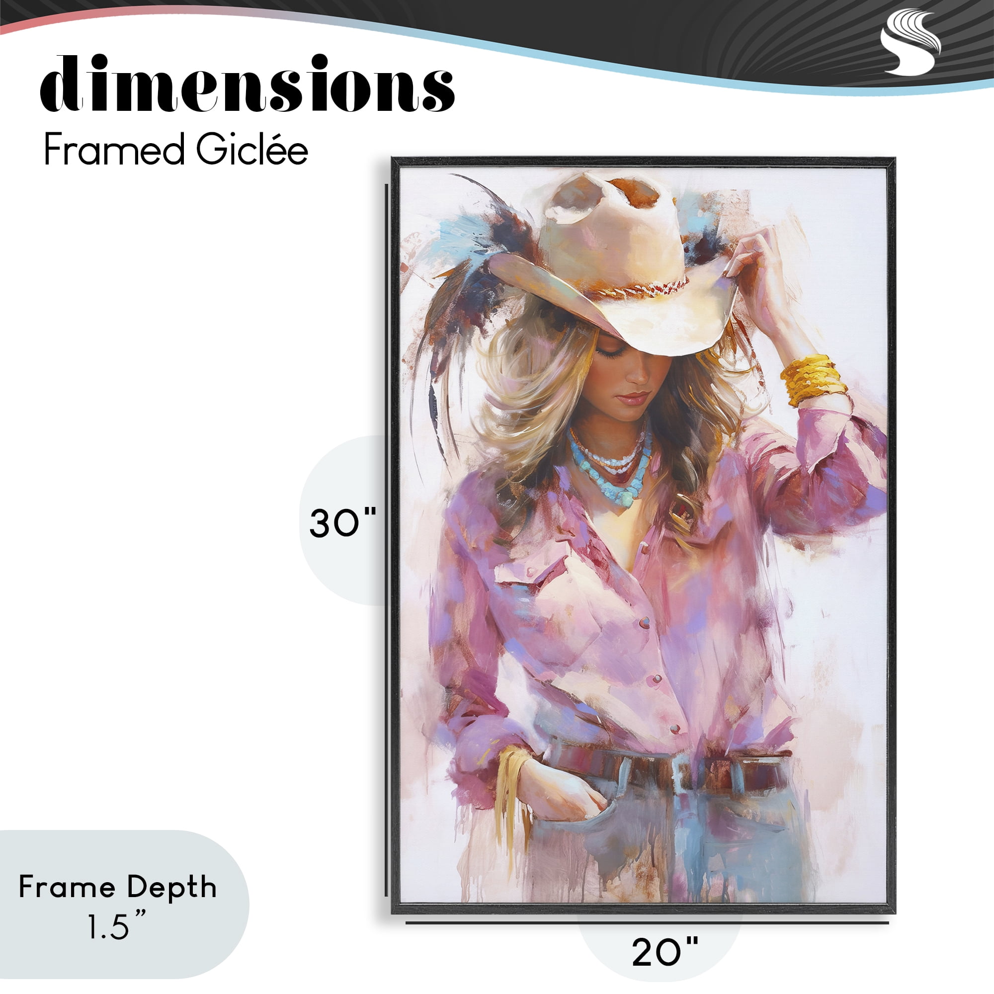 Stupell Industries Cowgirl Hat Reflections Black Framed Giclee Art, design by Tina LeCour