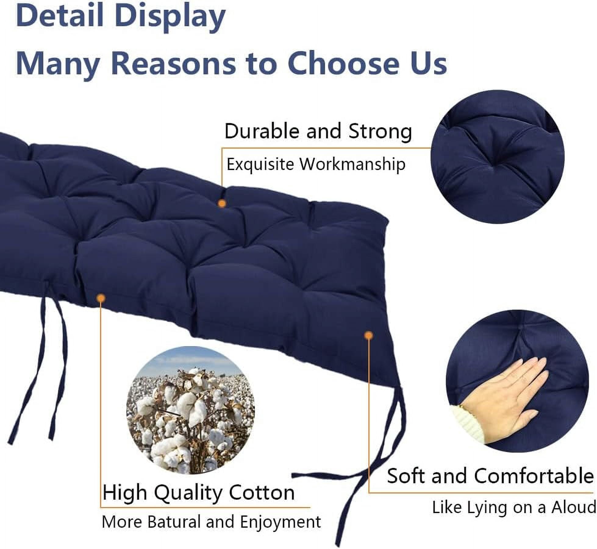 Namzi 1 Pcs Bench Cushion, Outdoor Bench Cushion for Patio & Garden, Heavy Duty Outdoor Furniture Cushion for Porch Seating,59*19.68*3.14inch,Dark Blue
