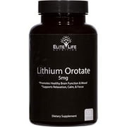 Lithium Orotate 5mg - Best Super Minerals Supplement for Men and Women - Pure, Natural, Vegan, and Bioavailable - Optimal for Relaxation, Clarity, Focus, Mood, Memory, and Brain Support