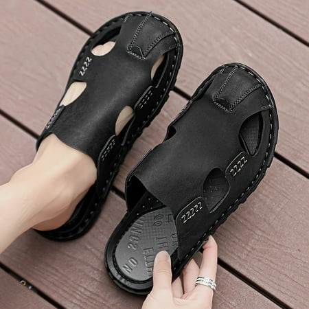 

HOLEX With Hook & Loop Fastener For Outdoor Men s Stitching Out Closed Toe Sandals Breathable Anti-skid Summer Beach Sandals-46