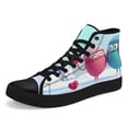 thumbnail image 4 of Coolcustomize Women's Cute Couple & Hug Me Design High-top Sneakers, Lace-Up Round Toe Casual Shoes, Fabric Upper&Rubber Sole, Cute Couple Characters Canvas Shoes for Valentine's Day & Casual Attire, 4 of 9