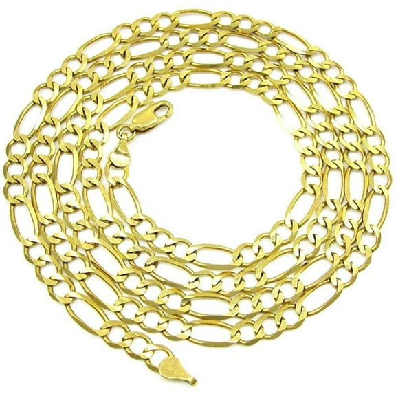 14K Yellow Gold 4.5mm Solid Figaro Chain, FREE Microfiber Cloth, Link Mens Womens Necklace, Giorgio Bergamo
