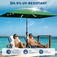 thumbnail image 2 of Solar Powered Rectangular Patio Umbrella 10' x 6.5' with LED Lights – Outdoor Market Table Umbrella with Crank, Push Button Tilt, 6 Sturdy Ribs for Garden, Deck, Lawn, Pool – Deep Green, 2 of 8
