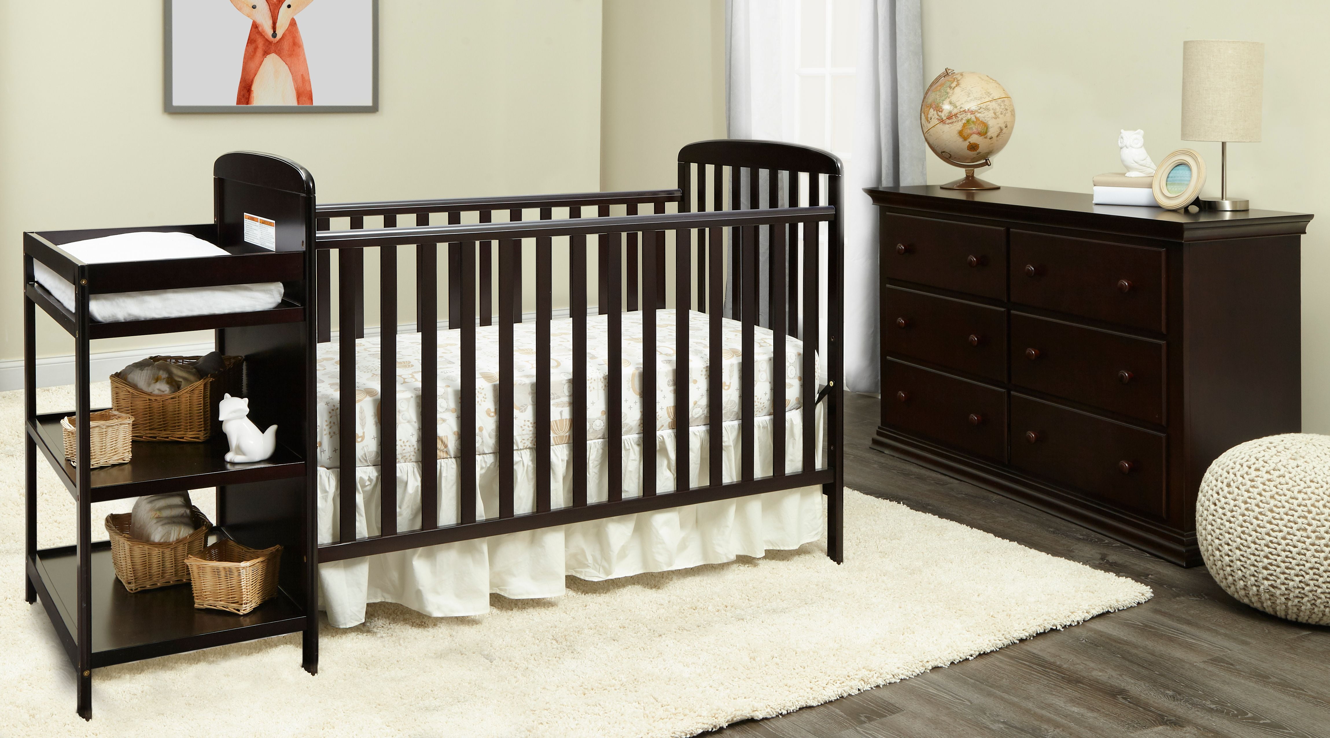 Suite Bebe Ramsey 3in1 Convertible Crib and Changer, Espresso Finish