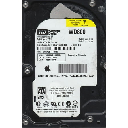 WD800JD-40GBB2, DCM DSBHCTJAH, Western Digital 80GB SATA 3.5 Hard Drive