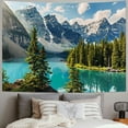 thumbnail image 2 of PRATYUS Extra Large Lake Mountain Range Tapestry Nature Tapestry Wall Hanging Tapestry  Tree Lake Tapestry for Bedroom Living Room Dorm Party Decor Festival Decor  Painting, 2 of 6
