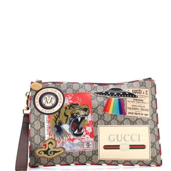 Pre-Owned Courrier Pouch GG Coated Canvas with Applique By Rebag