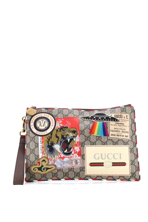 Pre-Owned Courrier Pouch GG Coated Canvas with Applique By Rebag