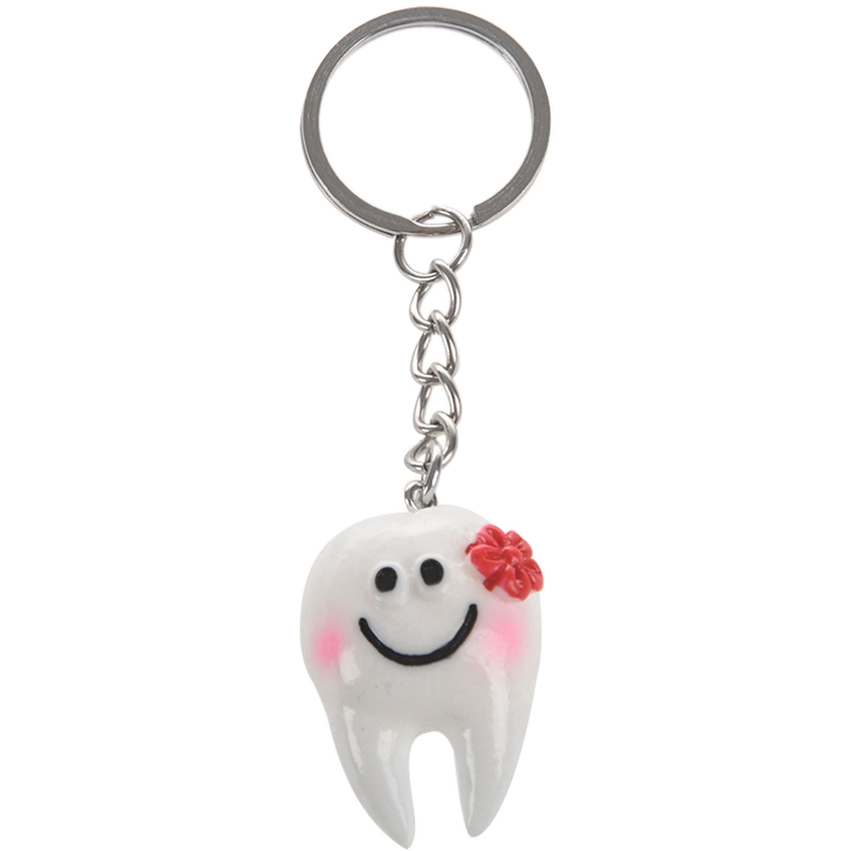 60 Pcs Keychain Key Ring Hang Tooth Shape Cute Dental Gift