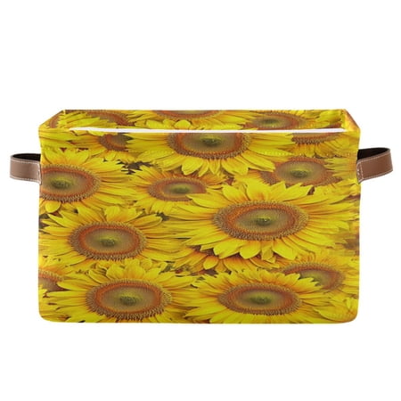 Vibrant Sunflowers Foldable Storage Basket Canvas Fabric Foldable Storage Bins with Handles Open Home Storage Bins Boxes for Toy Book Shelf Closet Baskets