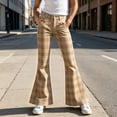 thumbnail image 2 of Glisme Teen Girls Trousers Plaid Zip Front With Pockets Autumn Loose Fit Girls Flare Leg Pants Size 13-14 Years, 2 of 5