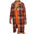 thumbnail image 2 of Women's Plaid Coat Winter Lapel Collar Button Front Long Sleeve Outerwear with Pockets, 2 of 8