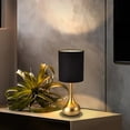 thumbnail image 6 of KUNJOULAM Modern Table Lamp, 17.3" Small Desk Light with Brass Metal Droplet Base, Black Cylinder Linen Drum Shade, Nightstand Lamp for Bedroom Living Room Nightstand Office, 6 of 8