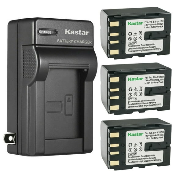 Kastar 3-Pack Battery and AC Wall Charger Replacement for JVC GR-DVL510, GR-DVL512, GR-DVL515, GR-DVL517, GR-DVL520, GR-DVL522, GR-DVL525, GR-DVL555, GR-DVL557, GR-DVL567, GR-DVL600, GR-DVL607