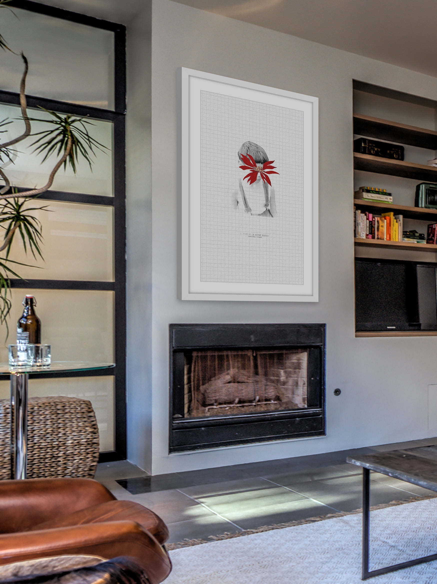 "Flor De La Noche Bueno Ii" Framed Painting Art Print, 30" x 1.5"