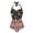 Colorful Hippie Flower, variant on Purple Bohemian Floral Black Cat Print Halter Swimwear One Piece Swimsuit with Soft Pad for Women Tummy Control Bathing Suits Monokini for Ladies Summer Swimming, M