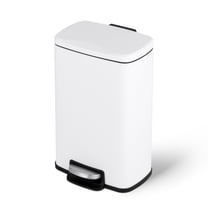 Innovaze 1.3 Gallon/ 5 Liter Rectangular Stainless Steel  Step-on Wastebasket for Bathroom and Office, Matt White