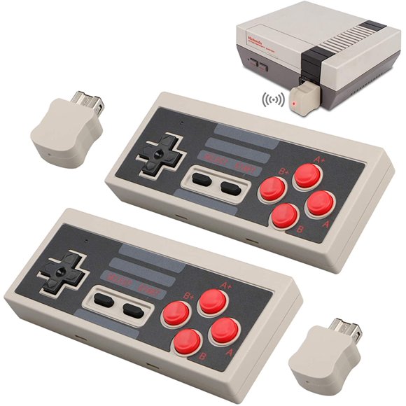 2pcs Wireless Game Controller for NES Classic Edition, XYCCA 2.4G No-Wired Gamepad Joypad with Receiver for NES Classic Gaming System Console (White)